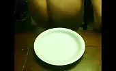 Fat girl pooping between her legs