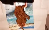Mature man jerking off while shitting