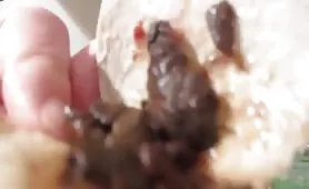 Old guy eats shit