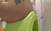 Dark haired latina eating poop