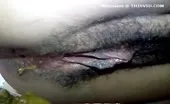 Hairy babe shitting on toilet