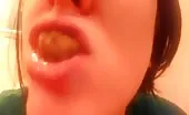 Cute amateur girl eating poop