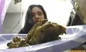 Amazing college girl shitting on bedroom floor