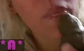 Blonde teen licking a big one