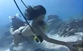 Two girls pooping underwater