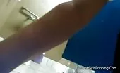 Blonde babe shitting in toilet