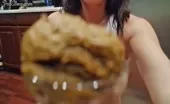 She smears poop on her naked body
