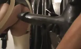 Latex mistress and her slave
