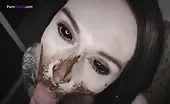 Hot college girl smearing poop