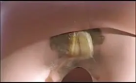 Asian secretary shitting in white panties