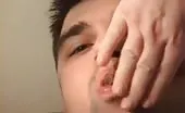 Smoking while pooping on slave