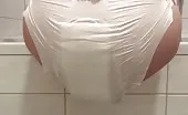 Shitting in white diapers