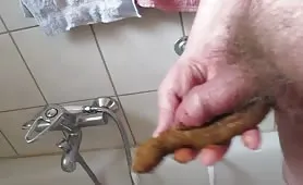 Eating a long messy turd