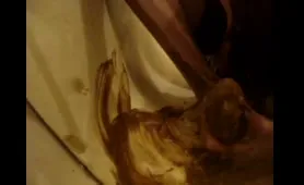 Lady poops on her feet