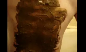 Lady rubs her shit on belly