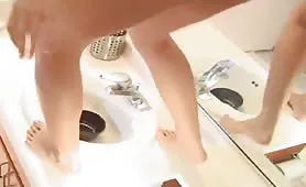 Two girls that poop by turn on lucky slave