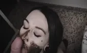 Dark haired babe shitting