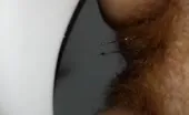 Hairy babe pooping