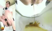 Hairy japanese shits in public bathroom