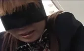 Blindfolded japanese shits in white thongs