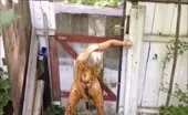 Blonde college girl smears poop on entire body