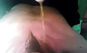Hairy babe feeds slave