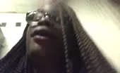 Nerdy ebony girl shitting