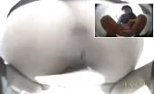 Hairy babe shits in public bathroom