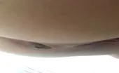 Shaved babe shitting outdoor