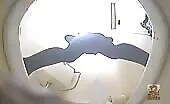 Hairy teen shitting in public toilet