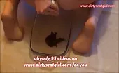 Deepthroating a big dildo