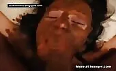She covered her boobs with shit