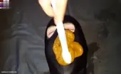 Pile of shit on husband's face