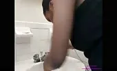 Ebony girl shitting while standing