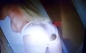 Big turd in white lace panties