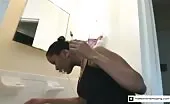 Woman takes a dump