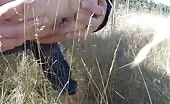 She's pooping outdoor