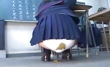 Hot Japanese shitting in white panties