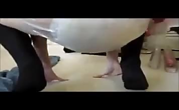 Hot babe shitting in white diapers