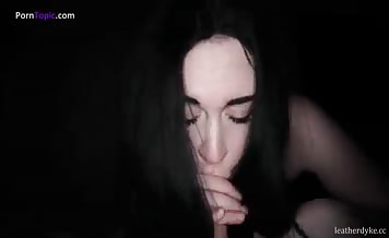 Dark haired teen gives a blowjob