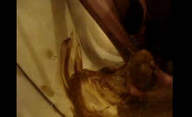 Lady poops on her feet