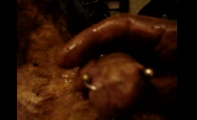 Blonde Holds Her Pussy with Rings and Squirts Thick on Bed