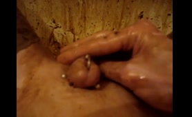 Blonde Babe Shits with Her Hand on Her Penis and Pisses in the Bathroom