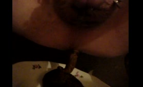 Nude Woman Spreads Shit on Plate While Eating