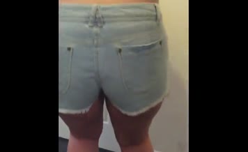 Tattooed blonde shits a lot in shorts