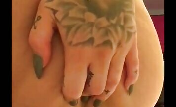Tattooed babe eats her own shit